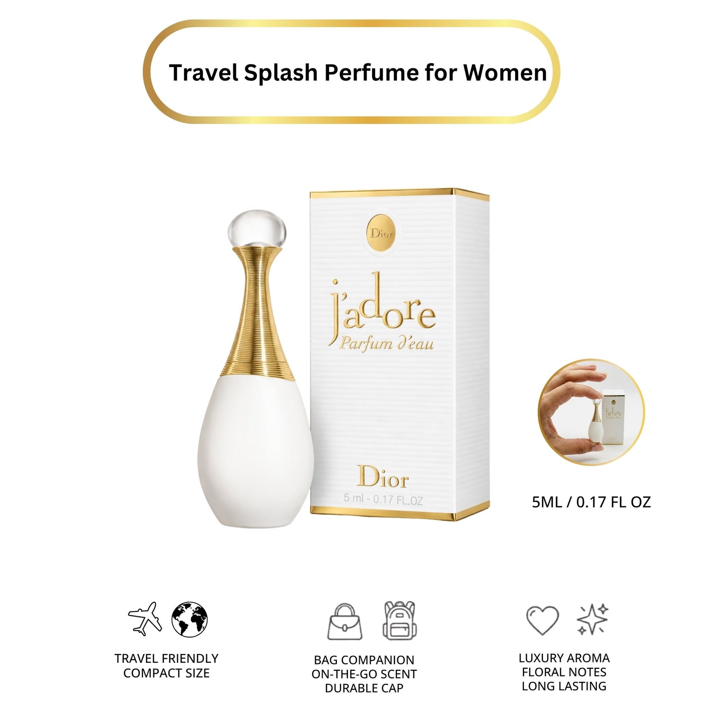 Dior J'Adore Parfum D'eau Mini Women Perfume Travel Size Splash Dabber 5 ML