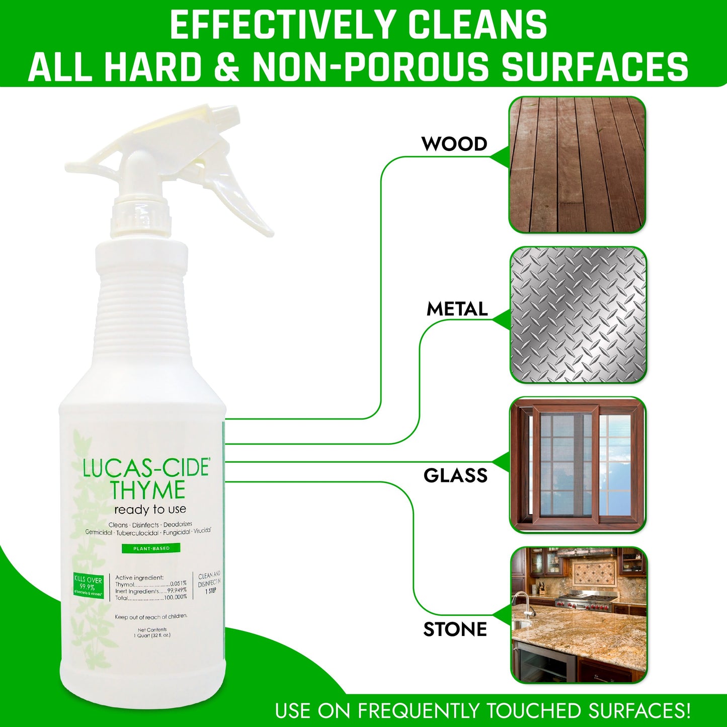 LUCAS-CIDE Ready To Use All Purpose Cleaner - Home Essentials Cleaning Supplies For Everyday Hygiene - Thyme Scented Disinfecting Spray Bathroom Cleaner, Glass Cleaner, Floor Cleaner, etc.…