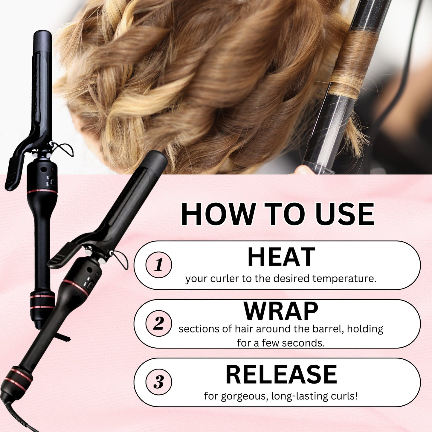 BaByliss Pro Nano Titanium Barrel Rapido 1" & 1¼" Spring Curling Iron Set, Black