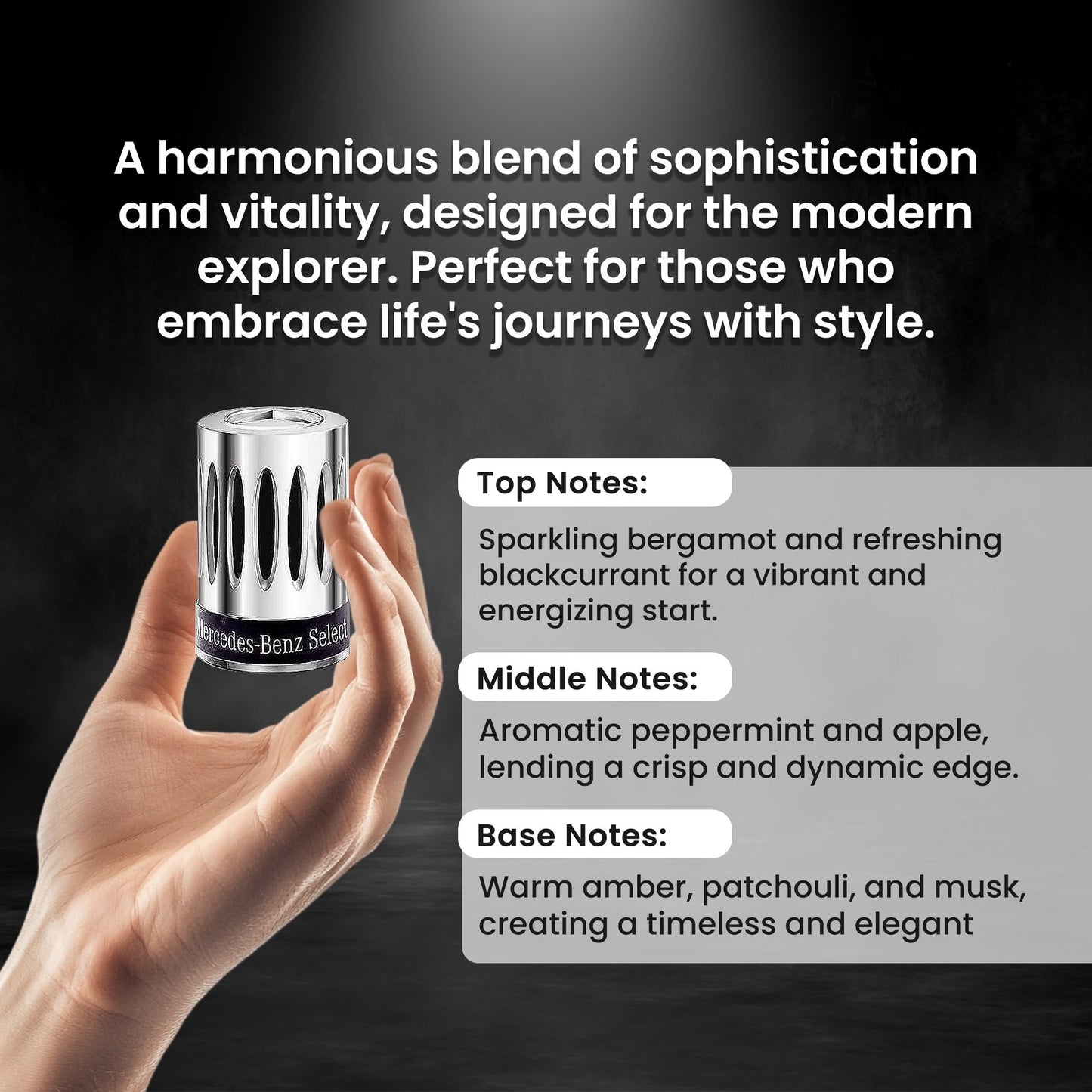 Mercedes-Benz Select Travel Collection, Classic and Legendary with Long-Lasting Notes, Choose The Freshness Of a Fruity Bergamot & Blackcurrant Accord, Eau De Toilette, Original, 0.68 Oz