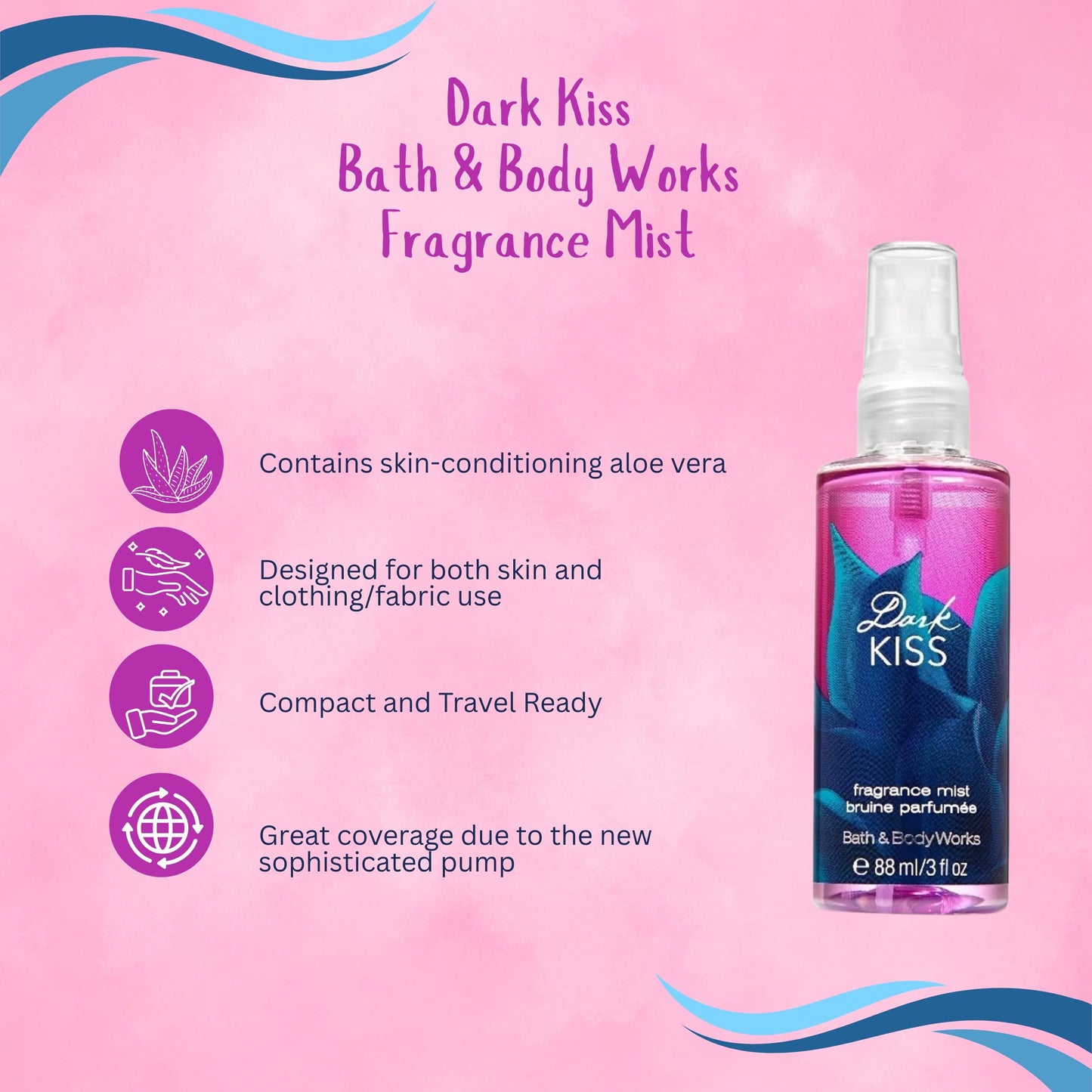 Bath&Body Works Dark Kiss Fragrance Mist for Women 3 oz
