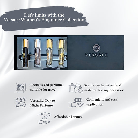 Versace Perfume for Women Variety Mini EDT Rollerball 4-Piece Gift Set – 0.17 Ounce Each