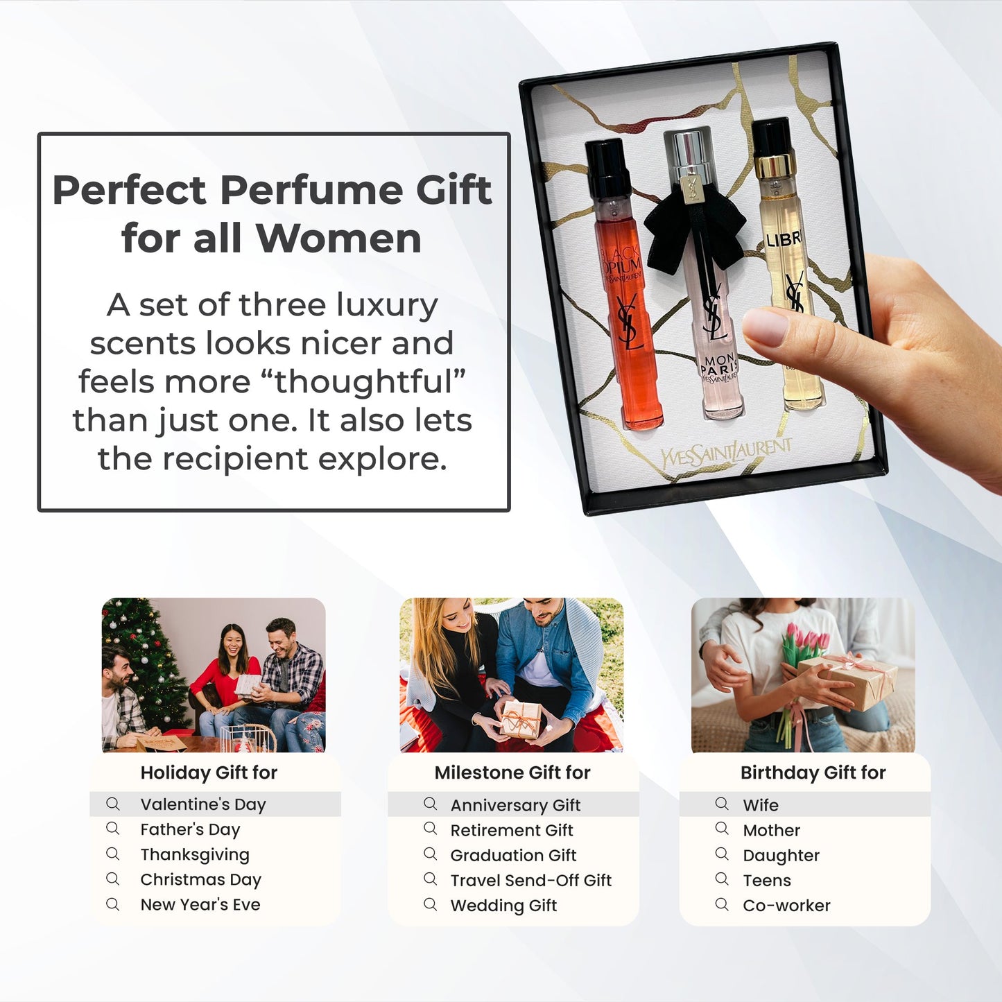 Yves Saint Laurent Perfume for Women EDP Mini Fragrance Travel Spray Gift Set (3 x 0.33 fl oz)