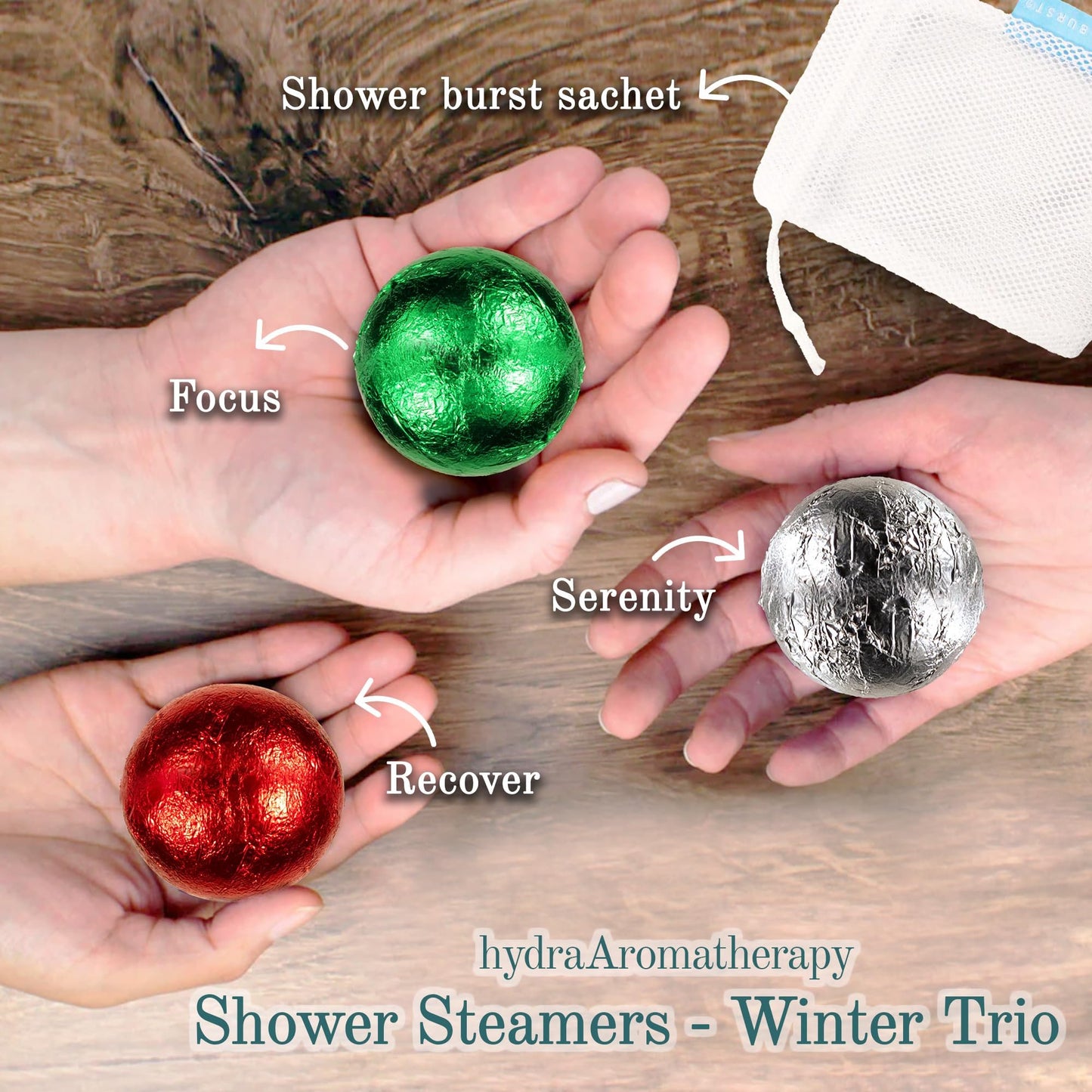 hydraAromatherapy Gift for Women Shower Steamers - Deck The Hall Trio