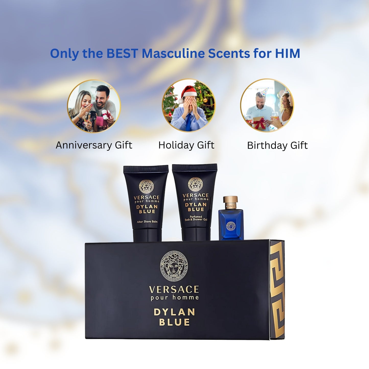 Versace Dylan Blue Pour Homme 3-Piece Miniature Set for Men – Travel Size Gift Set