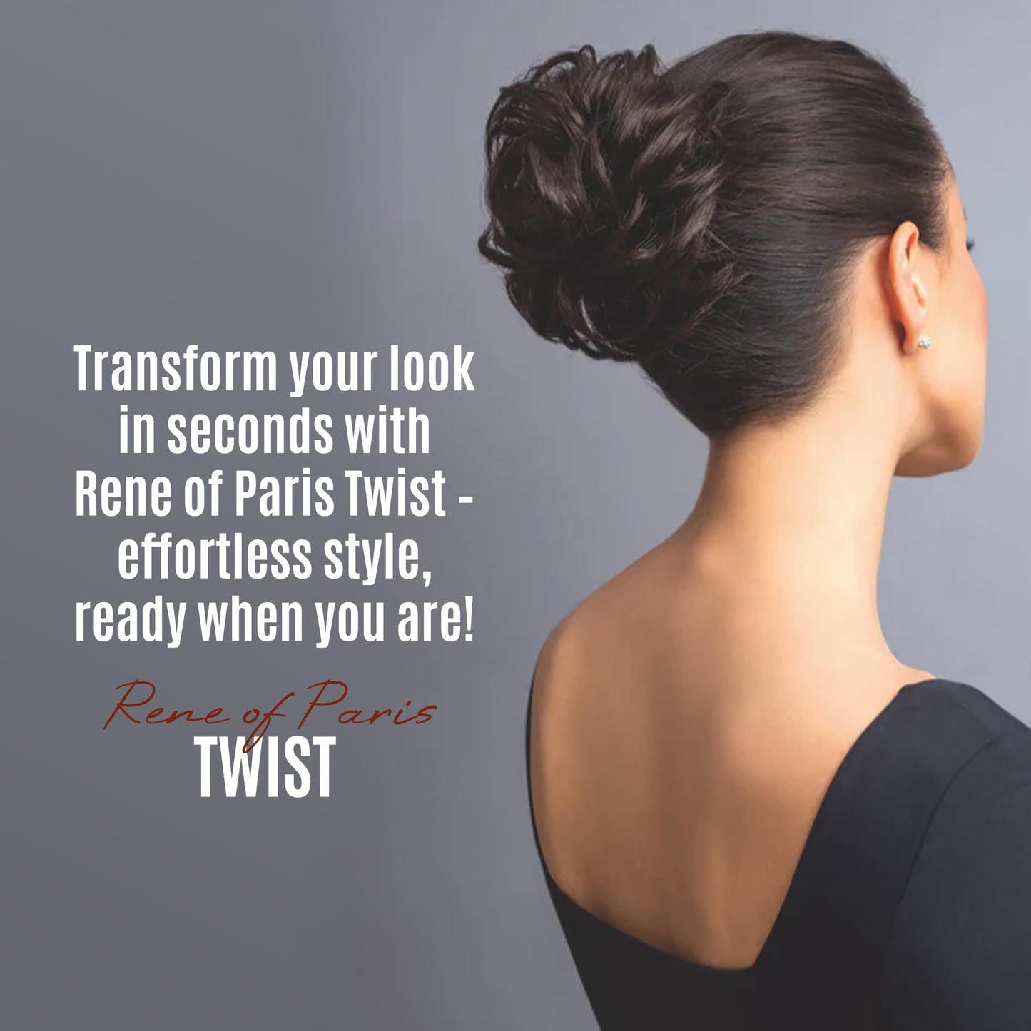 Rene of Paris Twist Messy Bun Hair Piece – Black Synthetic Clip-In Extension
