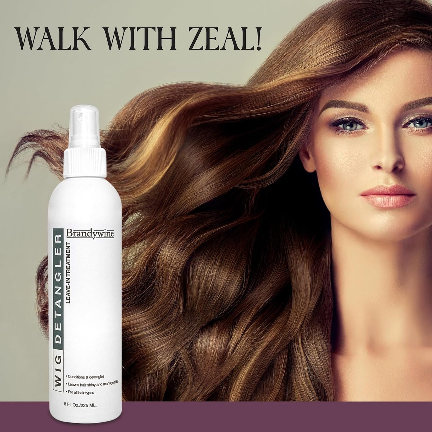 Brandywine Wig Detangler Spray - Leave In Conditioner for Synthetic & Human Hair Wigs, 8oz