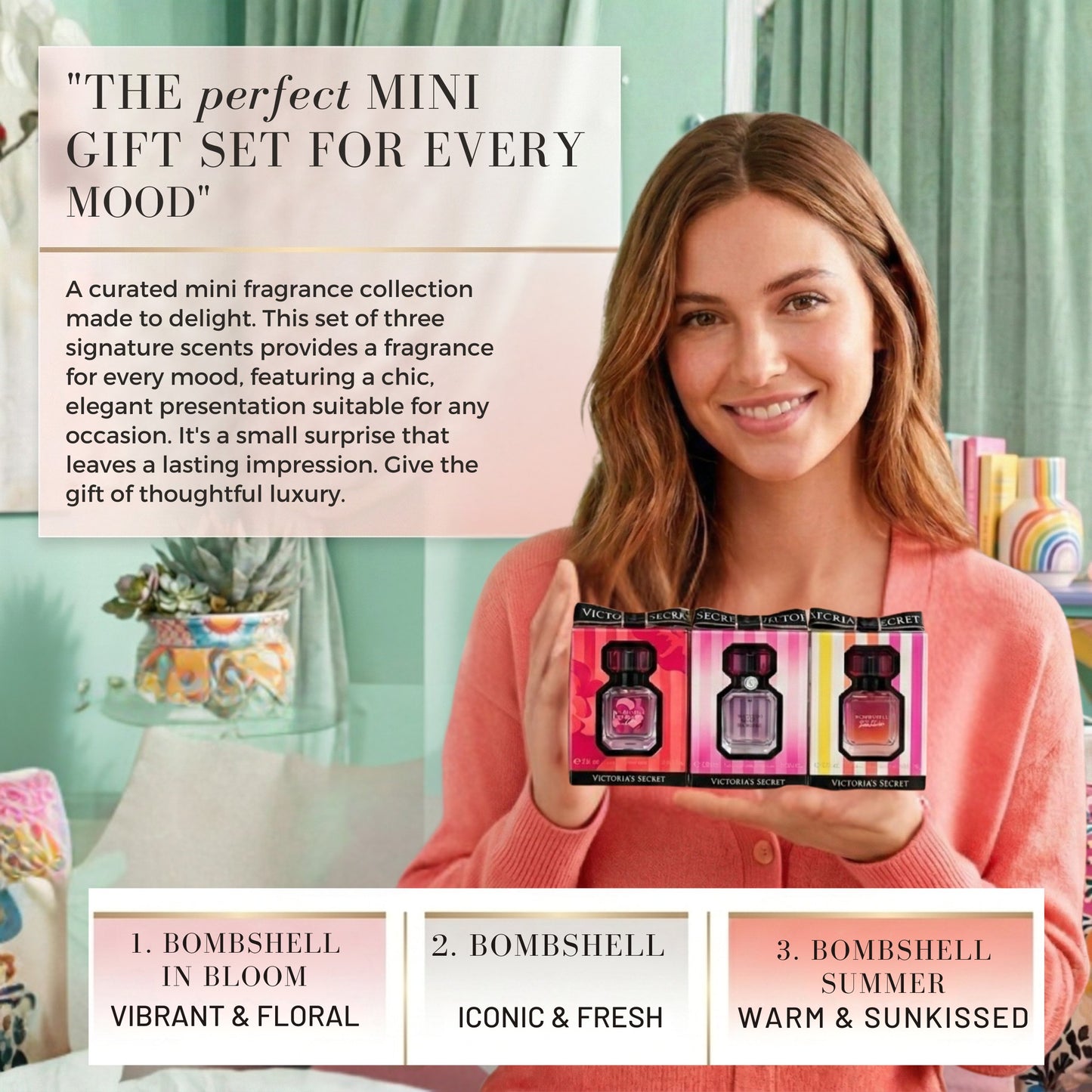 Victoria’s Secret Bombshell Mini Perfume Gift Set – 3 Piece EDP Travel Spray Set (0.25 oz Each)