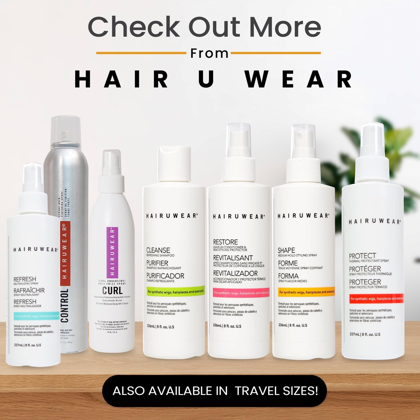 Raquel Welch Wig Care Travel Set – Shampoo, Conditioner, Heat Protection Spray & Detangling Comb