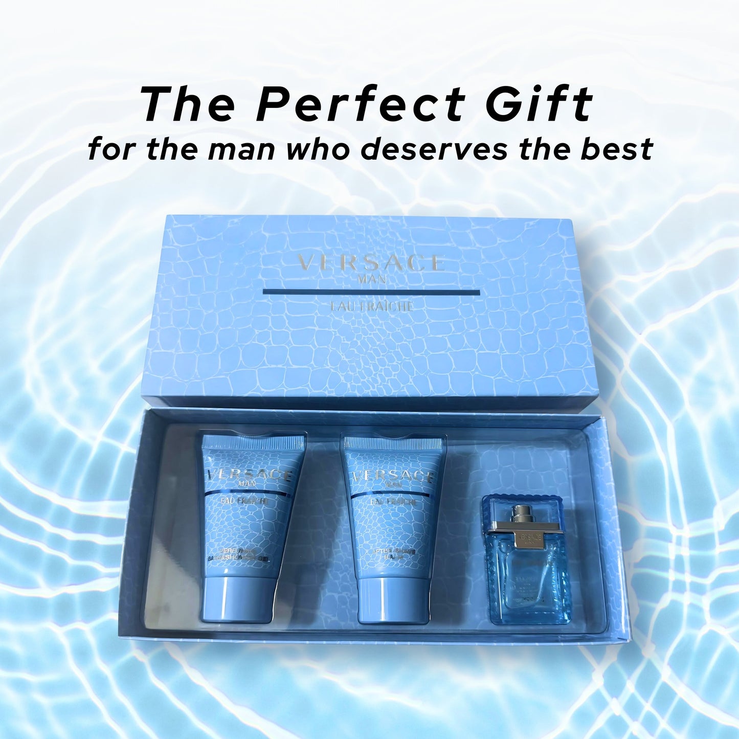Versace Man Eau Fraiche By Gianni Versace For Men Edt .17 Oz Mini & After Shave Balm .8 Oz Mini & Shower Gel .8 Oz Mini