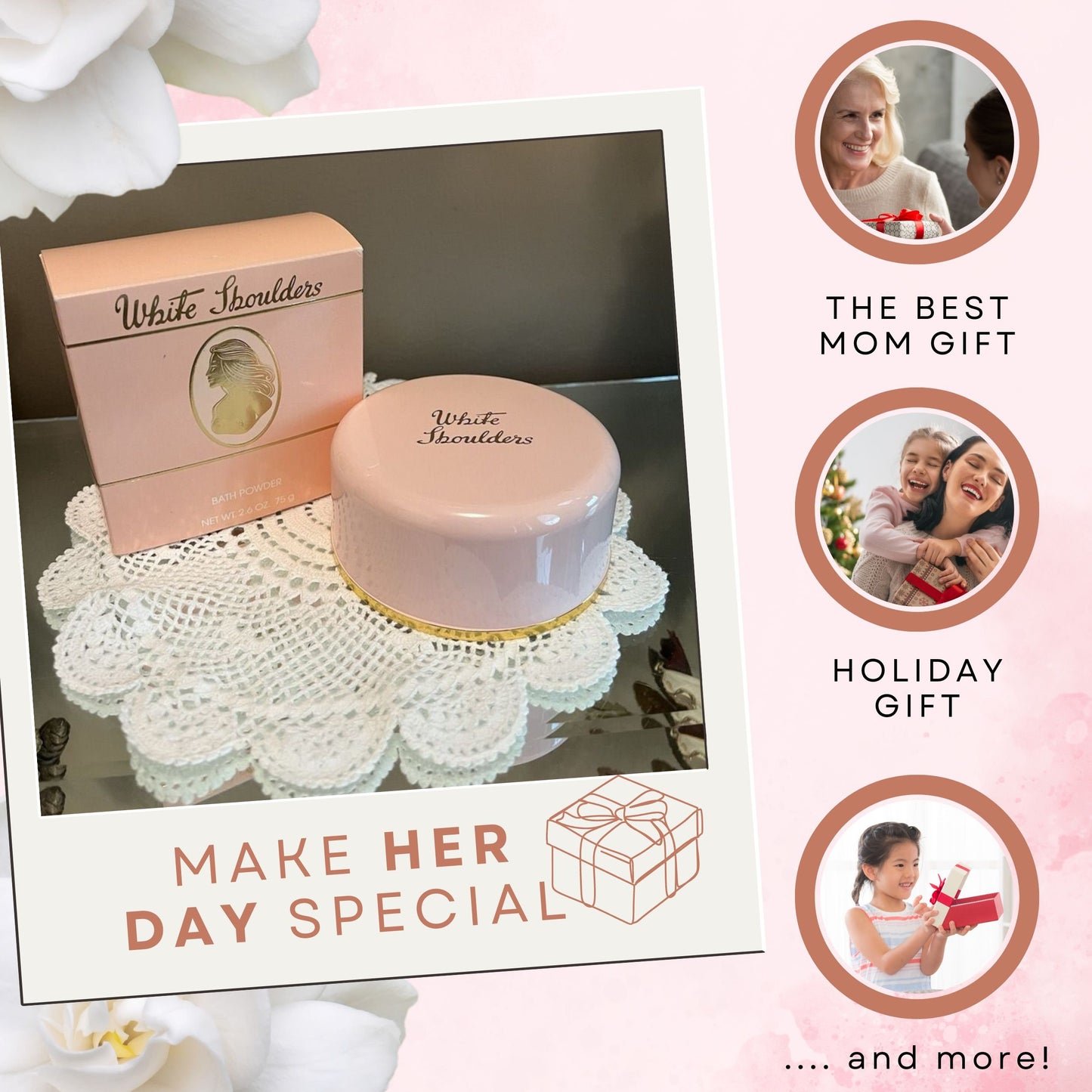 White Shoulders by Evyan for Women Bath Powder 2.6 Oz