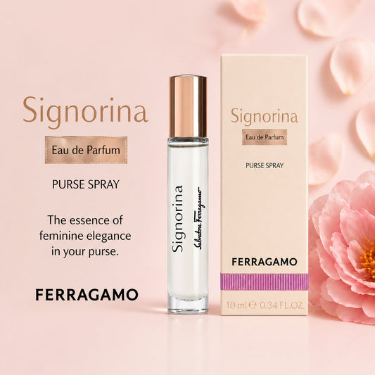 Salvatore Ferragamo Signorina Eau de Parfum 10ml Purse Spray for Women – Travel Size Floral Fragrance, Luxury Mini Perfume