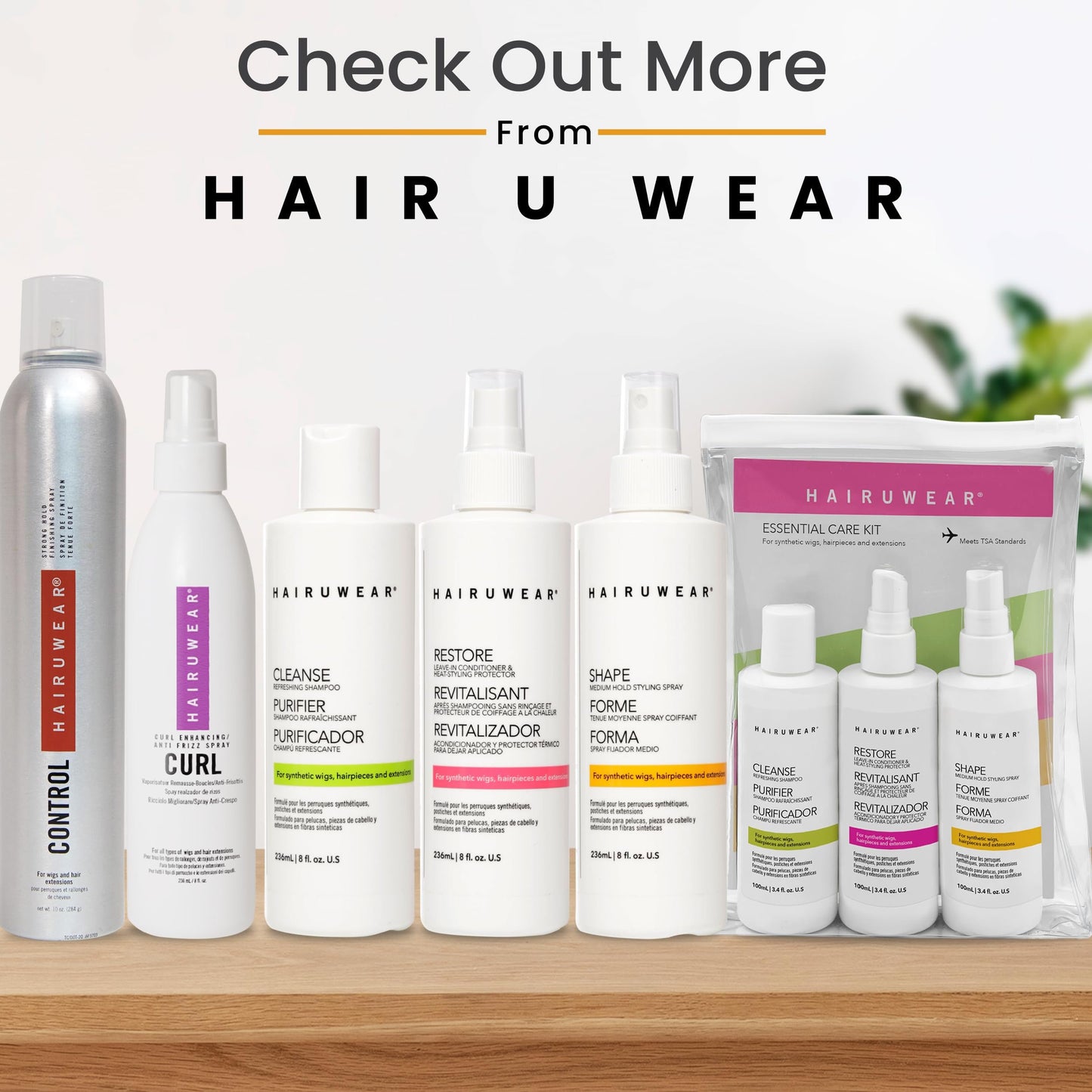 HairUWear"Shape" Medium Hold Styling Spray for Wigs & Hair Extensions 8 Ounce