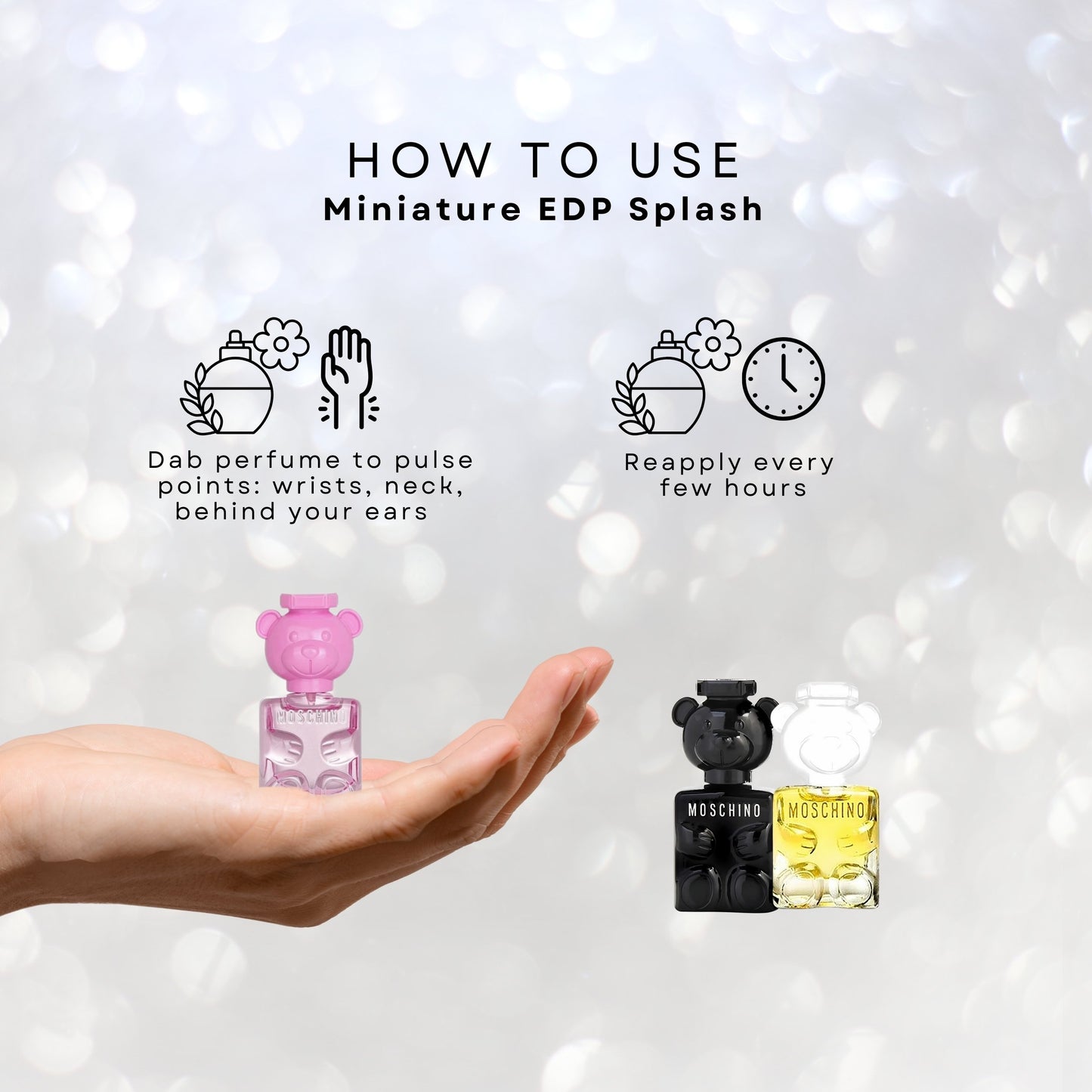 MOSCHINO Toy Mini Trio Gift Set for Women Toy 2 Eau de Parfum Mini Splash 0.17 oz, Toy 2 Bubblegum eau de toilette mini splash 0.17 oz, Toy Boy Eau de Parfum Mini Splash 0.17 oz