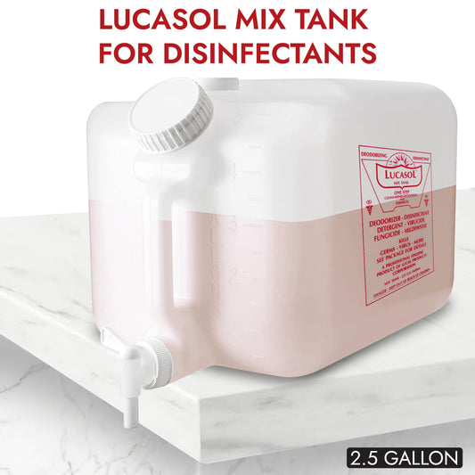 Lucasol 2.5 Gallon Chemical Dispenser – Disinfectant Mixing Tank with Spigot, Portable Liquid Storage Container