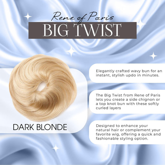 Rene of Paris Big Twist Messy Bun Hair Piece – Dark Blonde Synthetic Clip-In Bun