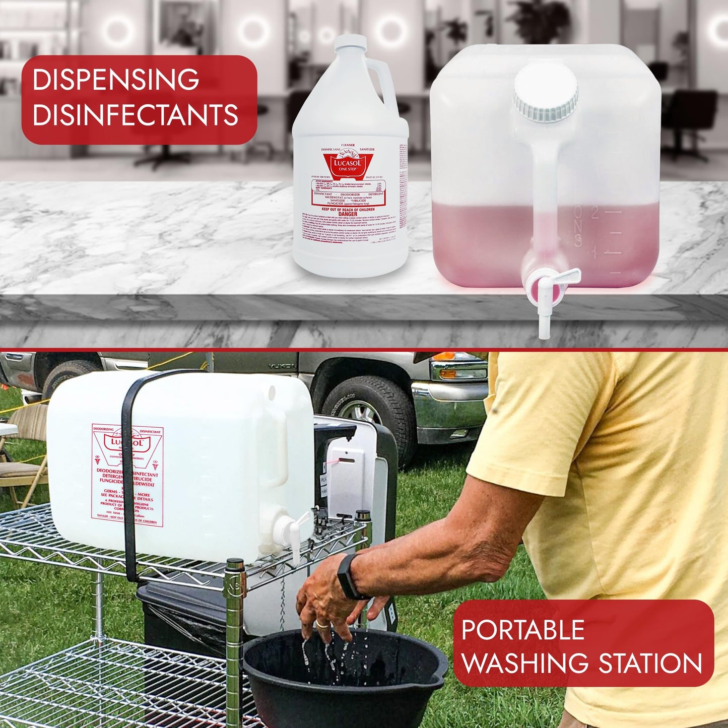 Lucasol 2.5 Gallon Chemical Dispenser - Disinfectant Mix Tank