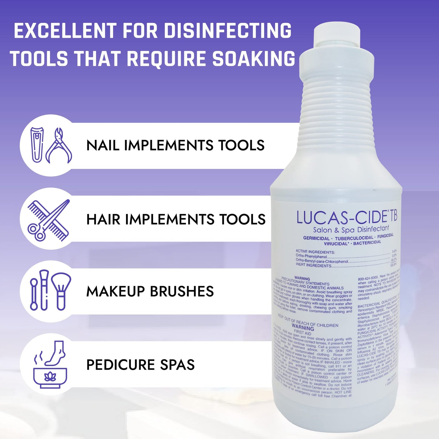 LUCAS-CIDE TB All Purpose Cleaner - Home Essentials Cleaning Supplies For Everyday Hygiene - Disinfecting Spray Bathroom Cleaner, Glass Cleaner, Floor Cleaner For Salon Cleaning