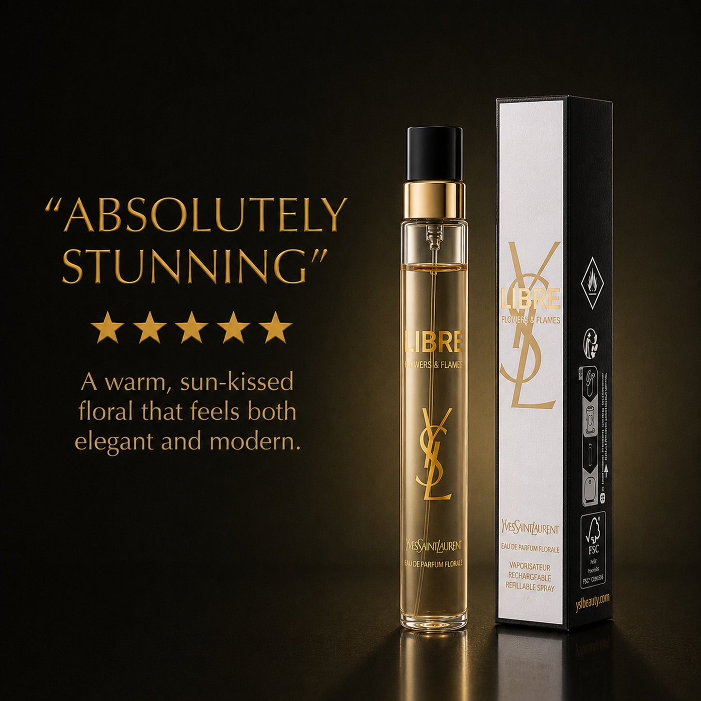 Yves Saint Laurent Libre Flowers & Flames Eau De Parfum Florale Spray for Women, Travel Size 0.33 Fl Oz