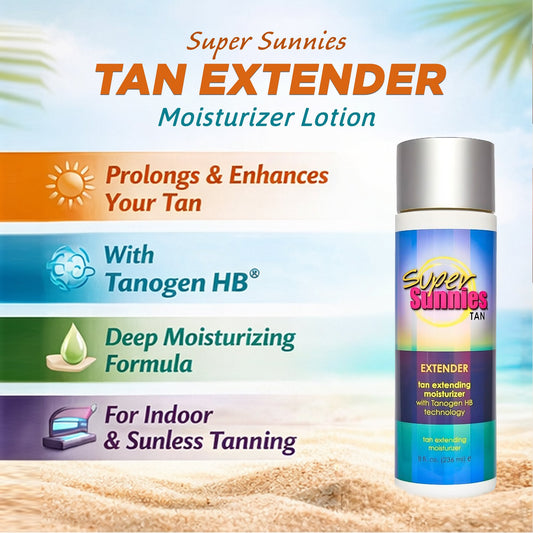 Super Sunnies Tan Extender Moisturizer Lotion with Tanogen HB – Indoor & Outdoor Tanning Lotion (8 oz)