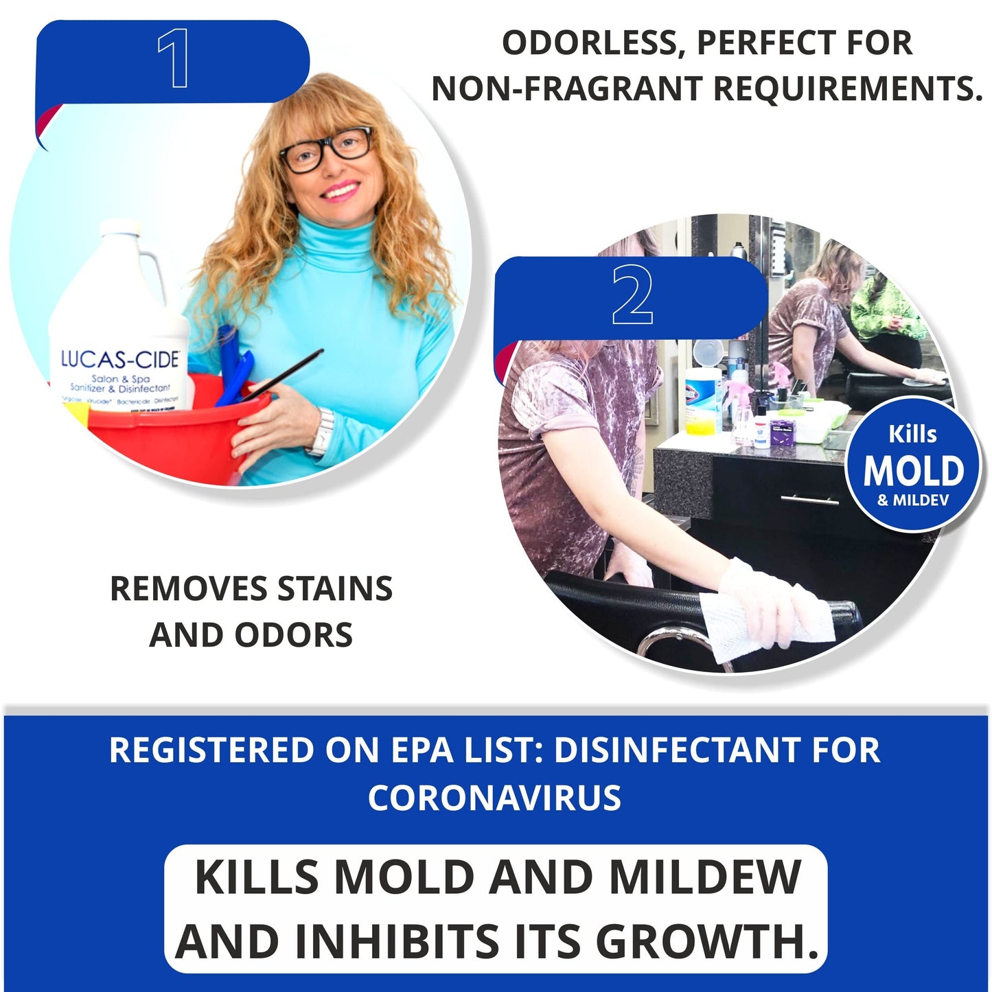 LUCAS-CIDE Salon and Spa Disinfectant Multipurpose Surface Sanitizer, Hospital Grade, EPA Disinfectant Cleaning Supplies Solution 128 Fl Oz - Blue…