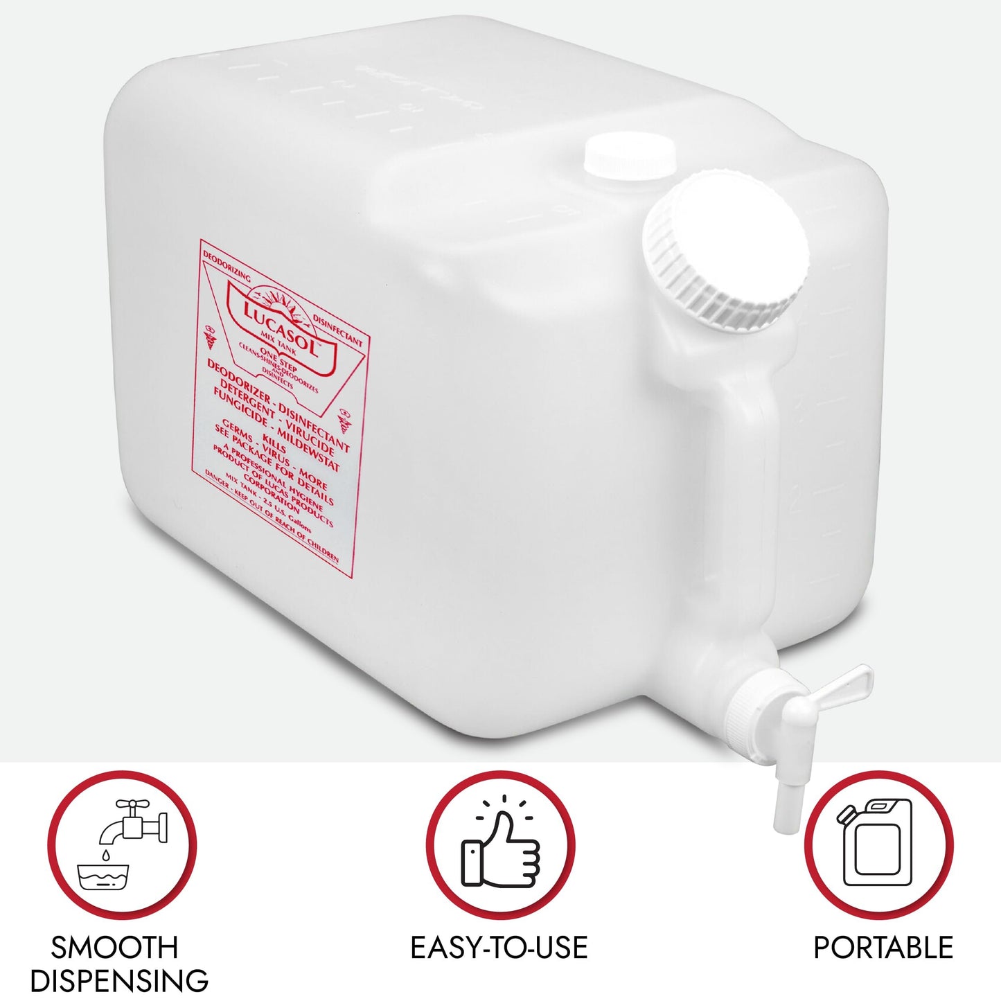 Lucasol 2.5 Gallon Chemical Dispenser - Disinfectant Mix Tank