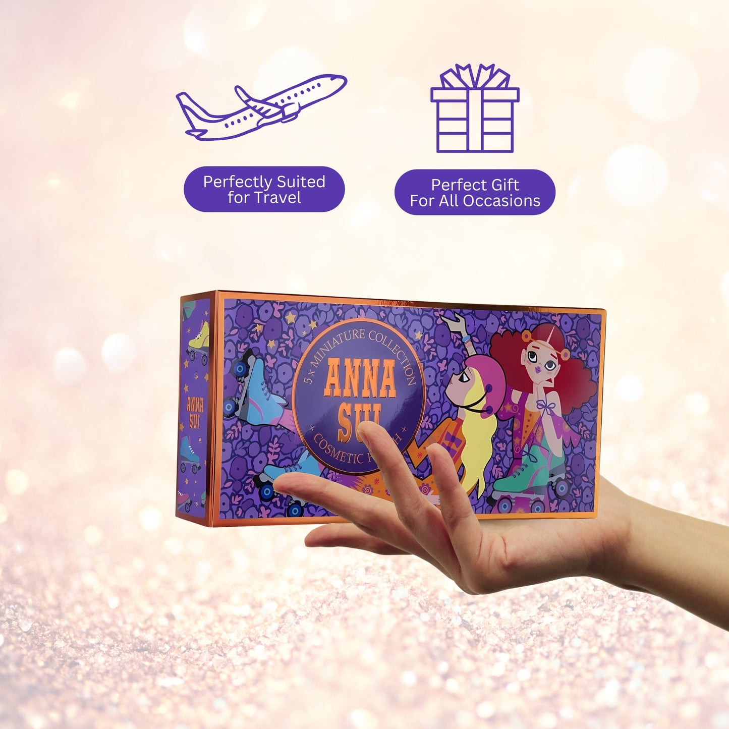 ANNA SUI 6 PC MINI SET FOR WOMEN: FANTASIA 0.17 EAU DE TOILETTE + FANTASIA MERMAID 0.17 EAU DE TOILETTE + SECRET WISH 0.17 EAU DE TOILETTE + 2 X SKY 0.17 EAU DE TOILETTE + POUCH