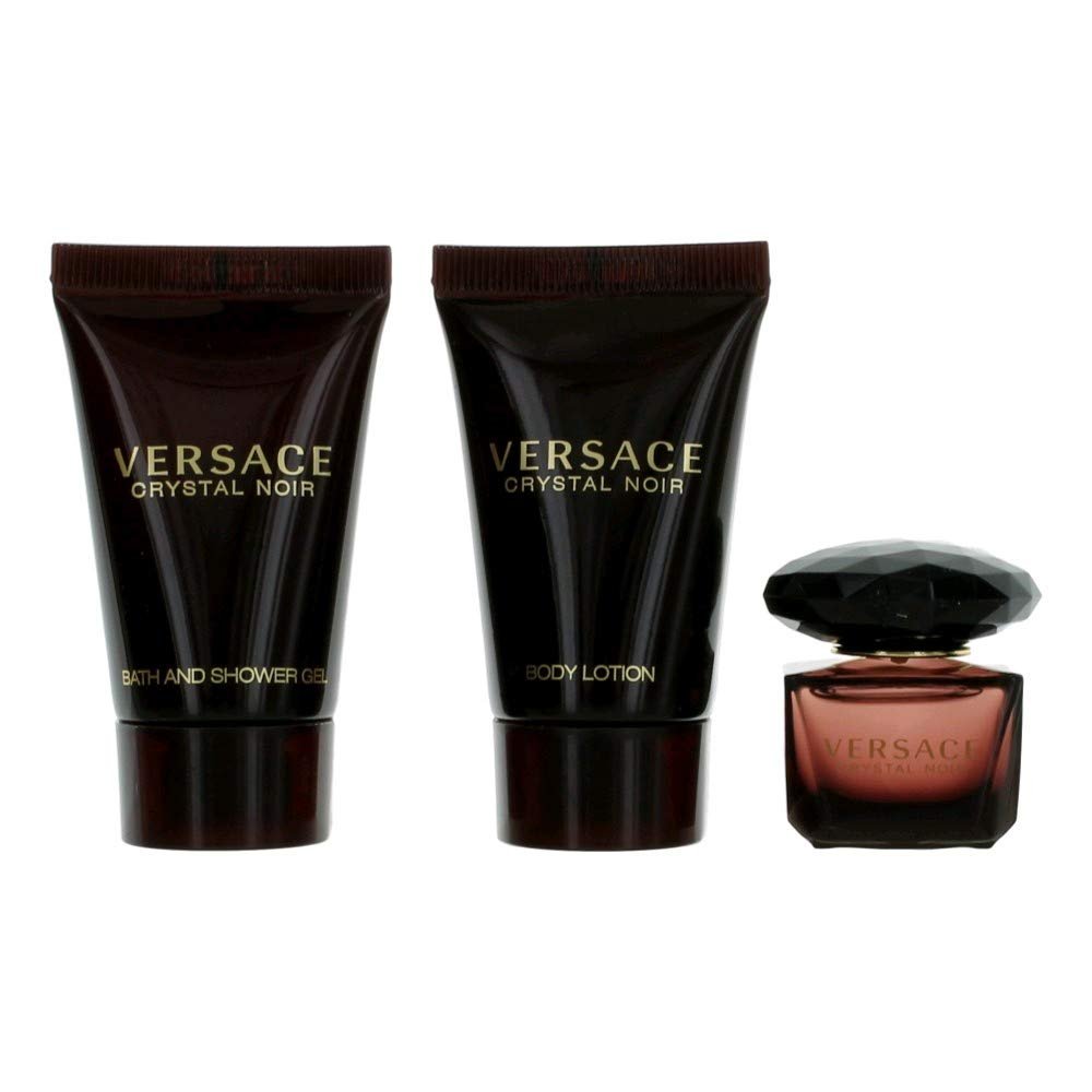 VERSACE CRYSTAL NOIR by Gianni Versace Gift Set for WOMEN: EDT .17 OZ MINI & BODY LOTION .8 OZ & SHOWER GEL .8 OZ