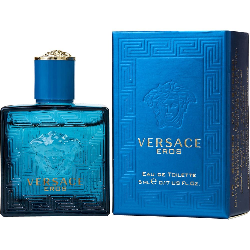 Versace Men’s Cologne Mini Set (4 Pack) – Eros, Pour Homme, Dylan Blue & Eau Fraiche EDT, Designer Fragrance Sampler (0.17 oz Each)