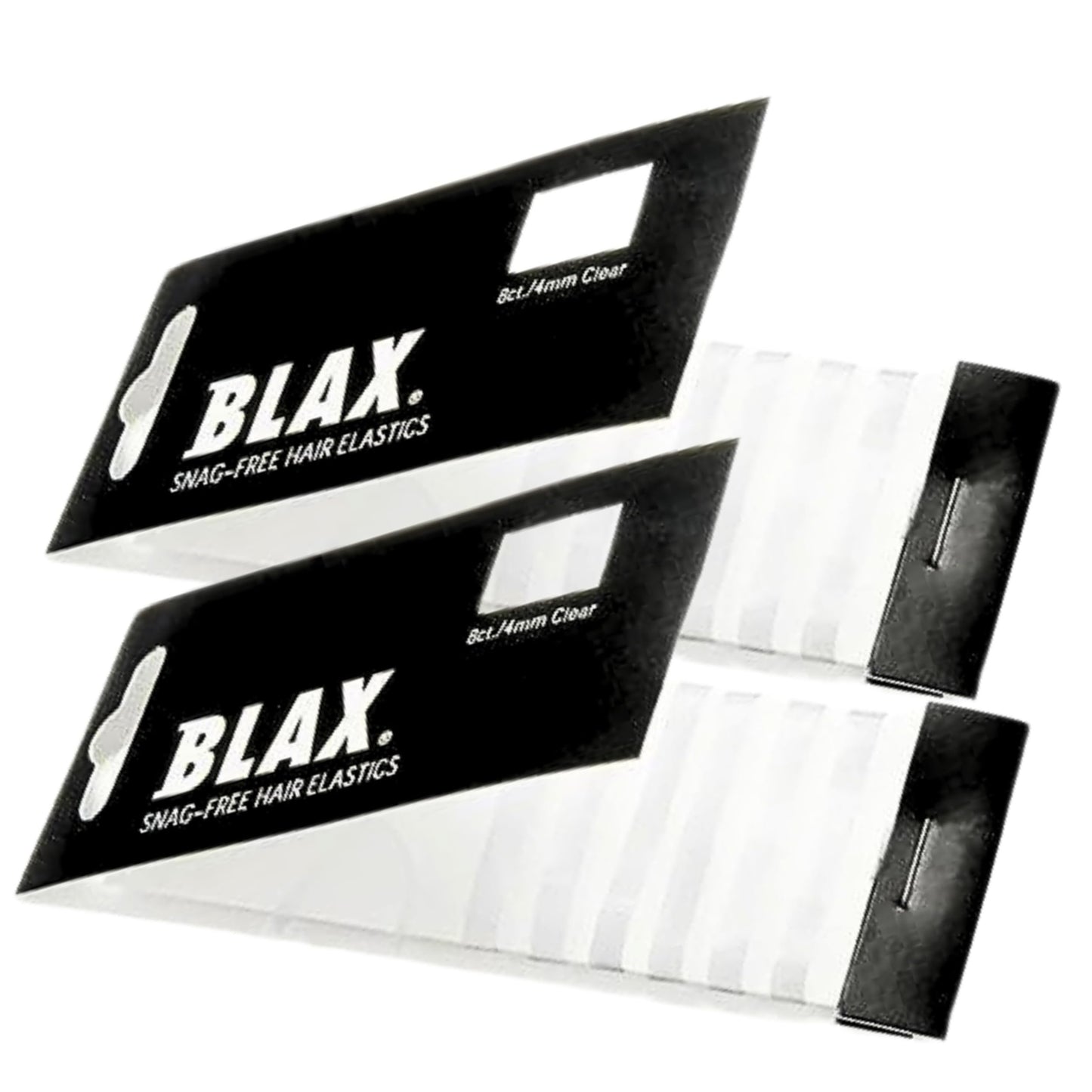 BLAX Clear Hair Elastics – Snag-Free Transparent Ties (4 mm, 8 Count – 2 Pack)