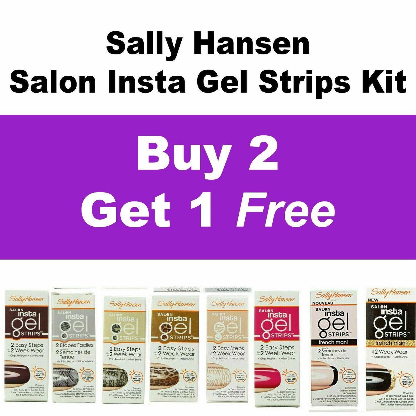 Sally Hansen Salon Insta-Gel Strips – Sheer Ecstasy, 16 Gel Nail Strips Kit (0.14 oz)