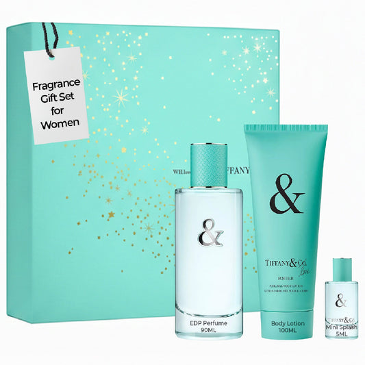 Tiffany & Co. Love Perfume Gift Set for Women – 3 oz EDP, 0.17 oz Mini, 3.3 oz Body Lotion