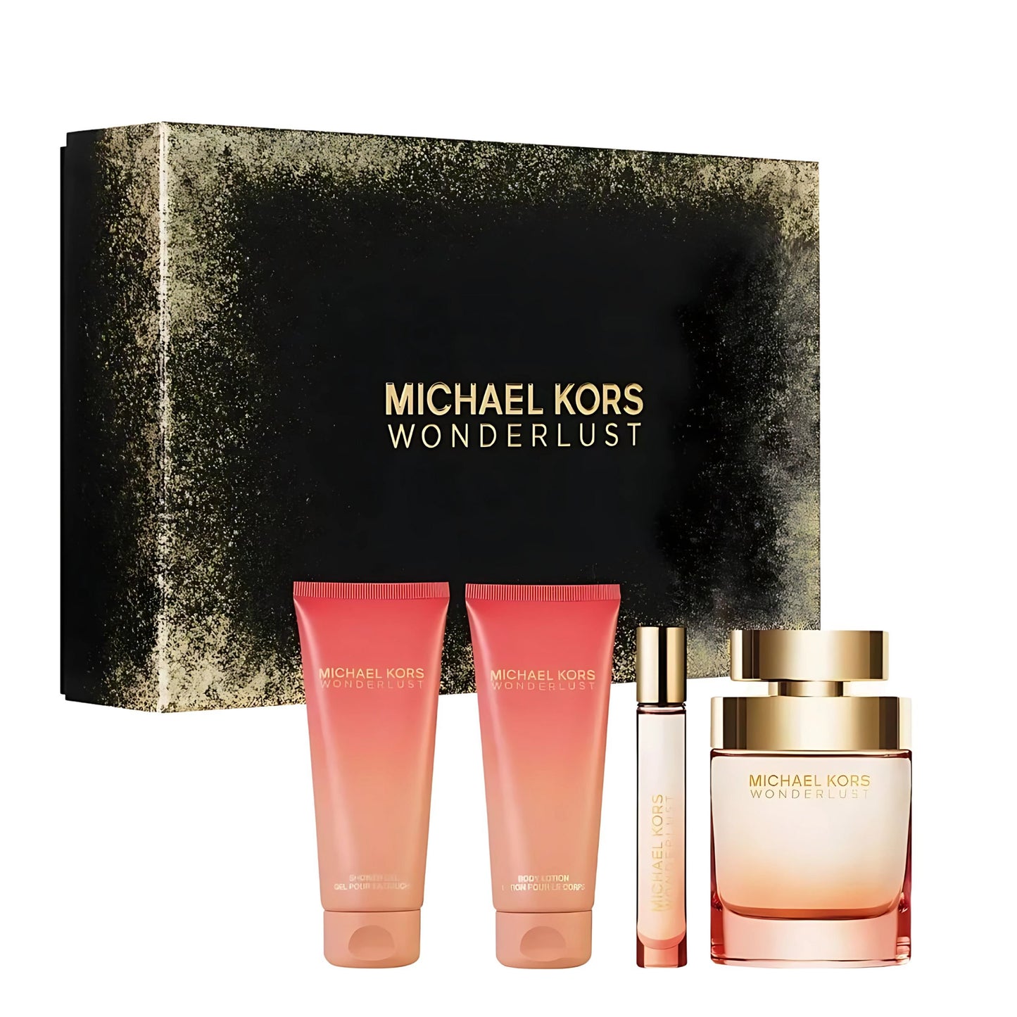 Michael Kors Wonderlust for Women - 4 Pc Gift Set 3.4oz EDP Spray, 3.4oz Body Lotion, 3.4oz Shower Gel, 0.33 oz EDP Spray