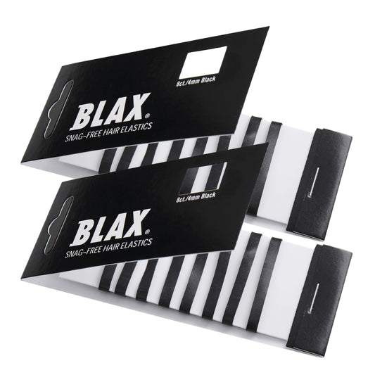 Blax Black Elastic Hair Ties - Snag-Free, Seamless, No-Damage Bands, 4mm 8 Count (2 Pack)
