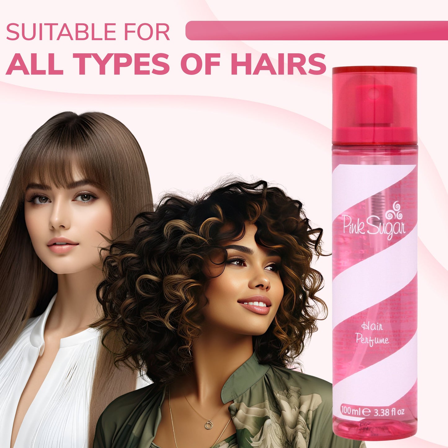 Aquolina Pink Sugar Hair Perfume – Scented Hair Mist for Women (3.4 oz)