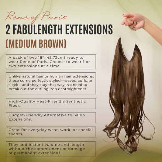 Rene of Paris Fabulength Halo Hair Extension – Medium Brown Synthetic Long Hair Piece