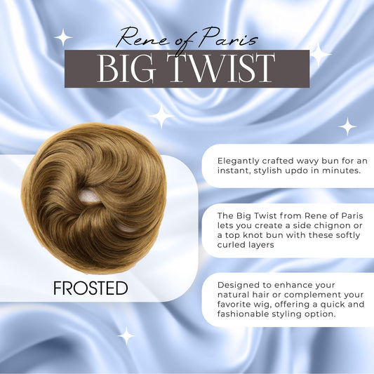 Rene of Paris Big Twist Messy Bun Hair Piece – Frosted Synthetic Clip-In Hair Extension