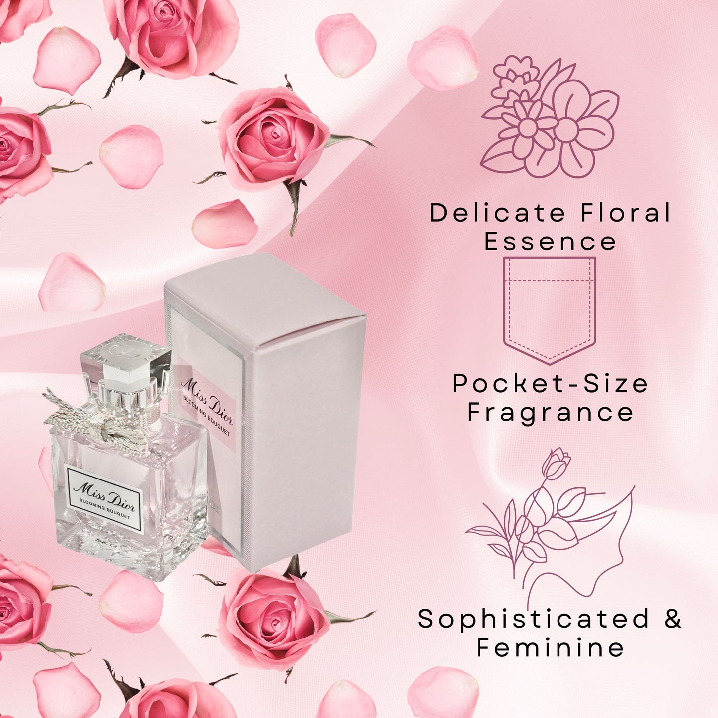 Dior Miss Blooming Bouquet Mini Perfume Women (Splash Mini Travel Size) 5 ml / 0.17 oz EDT