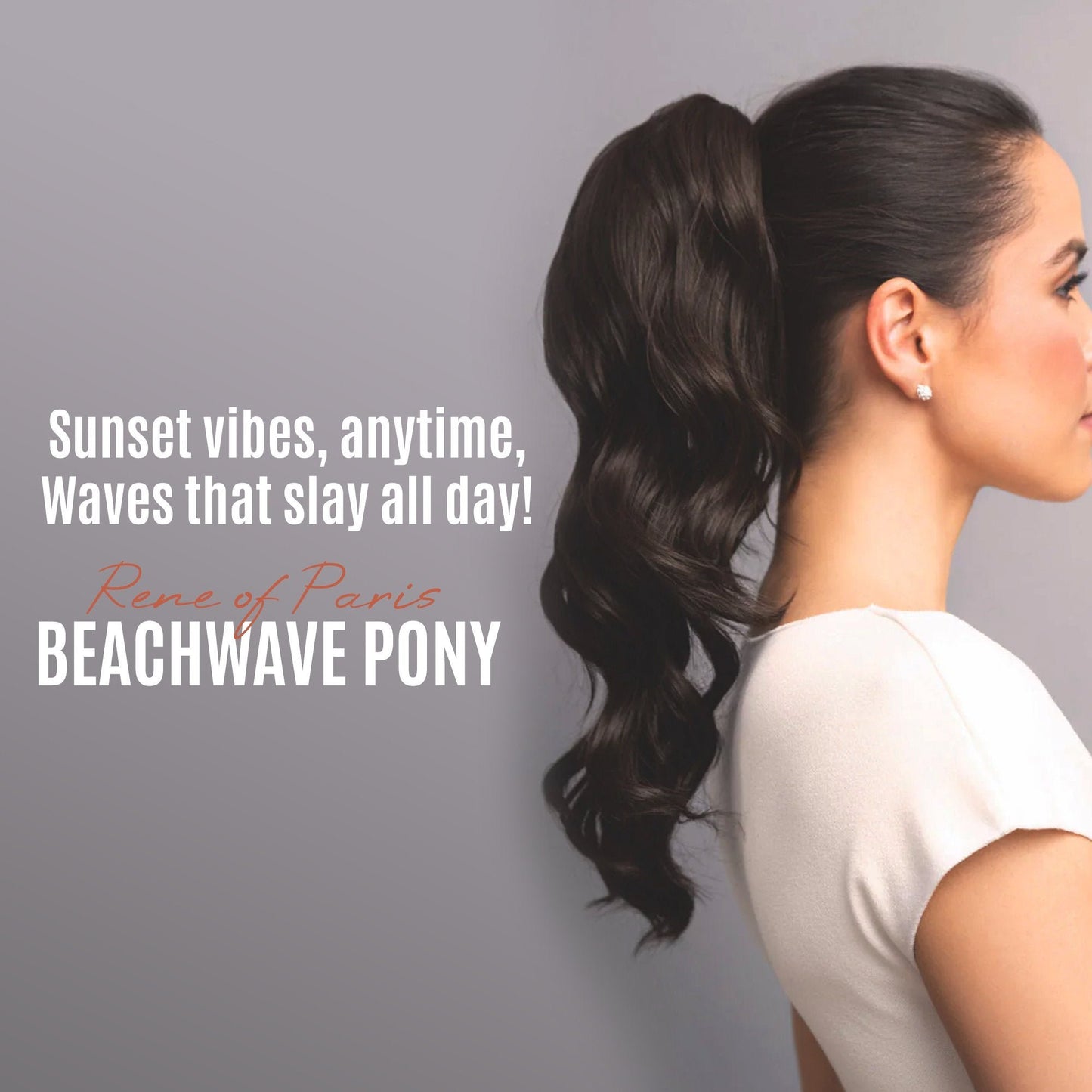 Rene of Paris Beachwave Ponytail Hair Extension – Frosted Synthetic Clip-In Ponytail