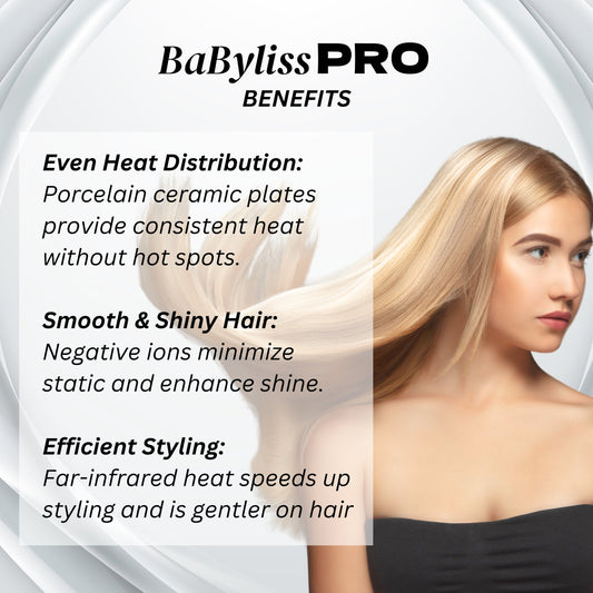 BaBylissPRO Porcelain Ceramic Flat Iron Set – 1" & 1.5" Straightening & Curling Irons