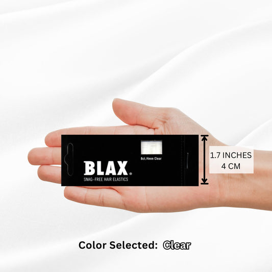BLAX Clear Hair Elastics – Snag-Free Transparent Ties (4 mm, 8 Count – 2 Pack)