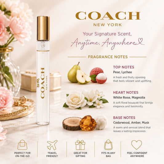 Coach Eau de Parfum for Women – Mini Travel Spray with Pouch (7.5 ml)