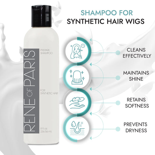 Rene of Paris Prepare Wig Shampoo for Synthetic Wigs/Hair 8 oz.