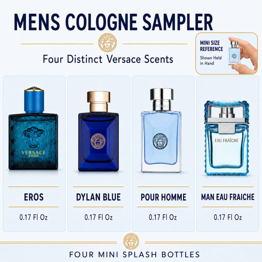 Versace Cologne for Men Variety 4 Piece Mini EDT Travel Splash 0.17 Ounce