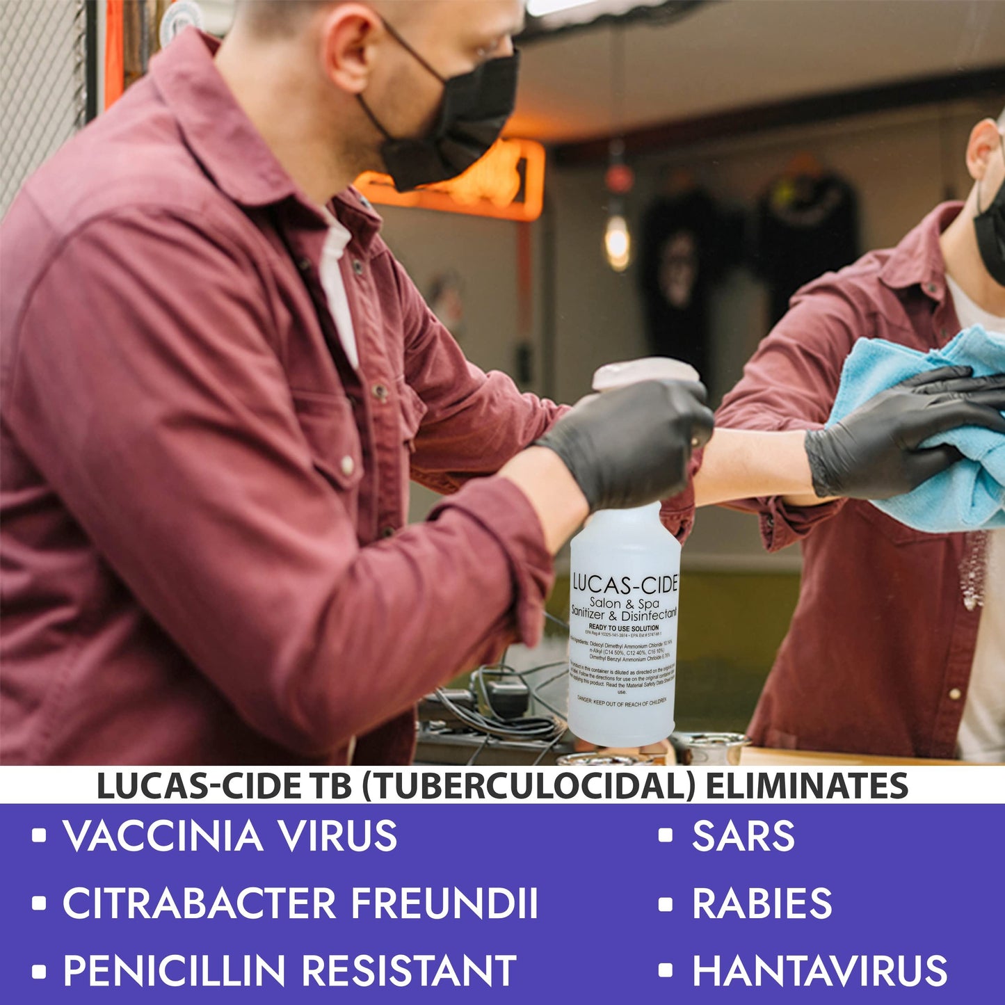 LUCAS-CIDE TB All Purpose Cleaner - Home Essentials Cleaning Supplies For Everyday Hygiene - Disinfecting Spray Bathroom Cleaner, Glass Cleaner, Floor Cleaner For Salon Cleaning