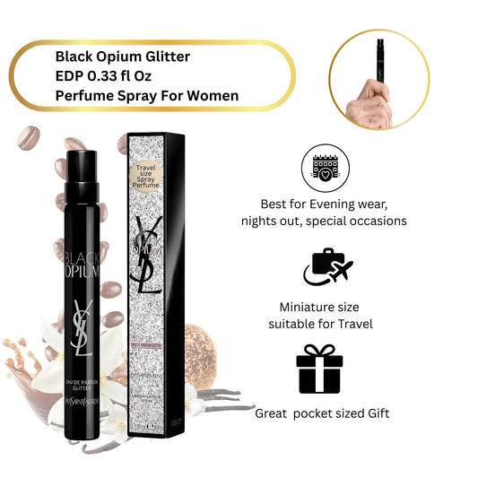 Yves Saint Laurent Black Opium Glitter Eau de Parfum for Women, 0.33 fl oz Travel Size Spray