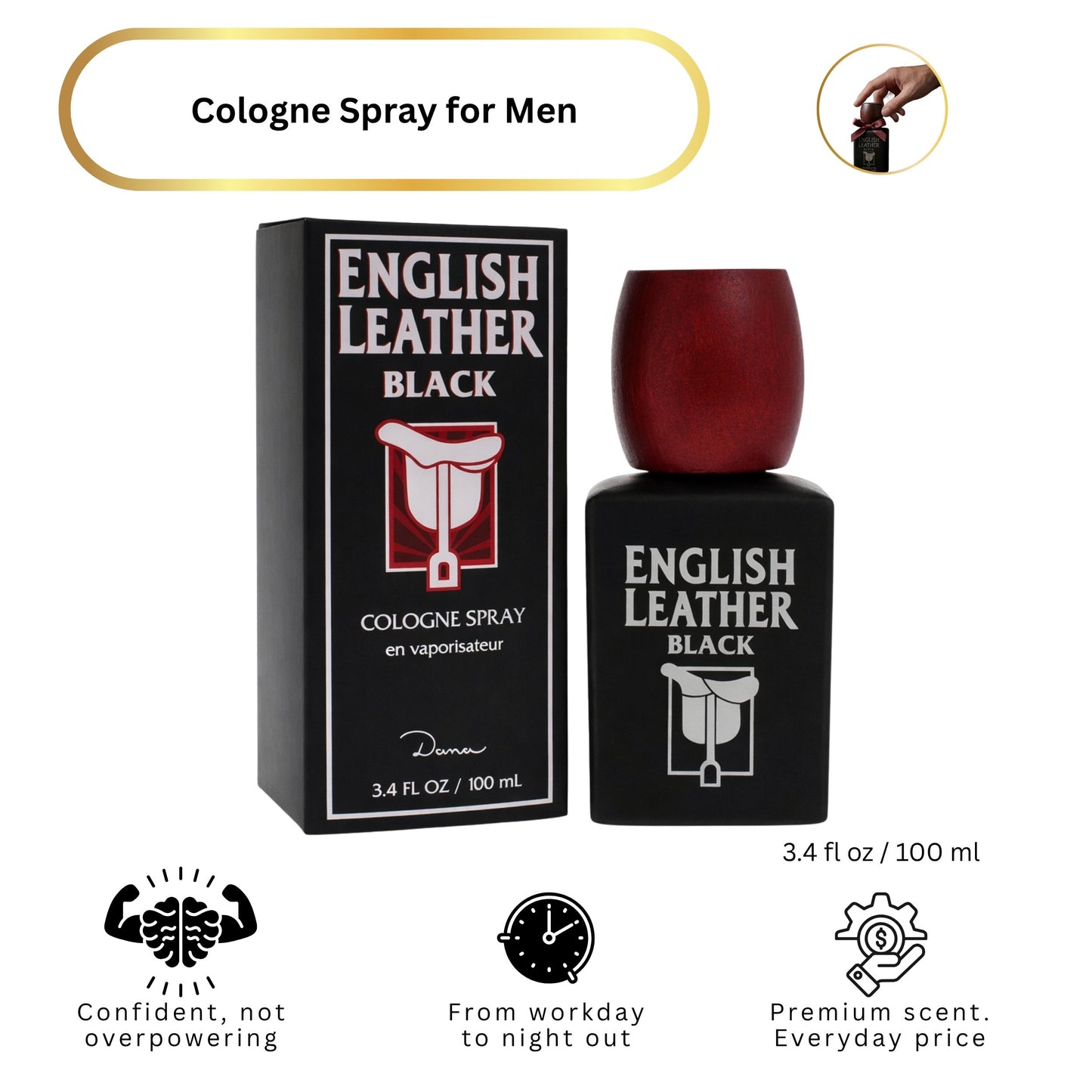 English Leather Black by Dana for Men 3.4 oz Cologne Spray