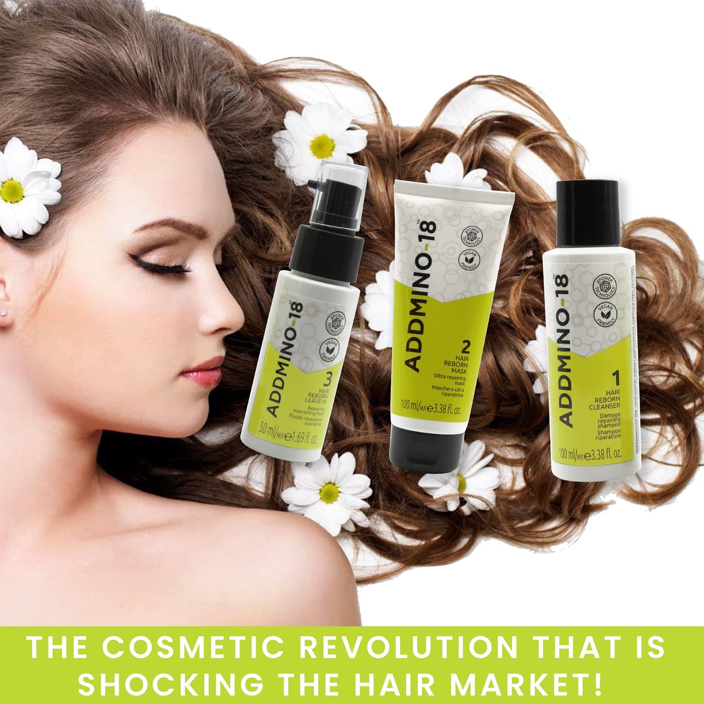 ADDMINO-18 Magic Hair Reborn Kit - Hair Shampoo, Mask & Leave in Conditioner Travel Set