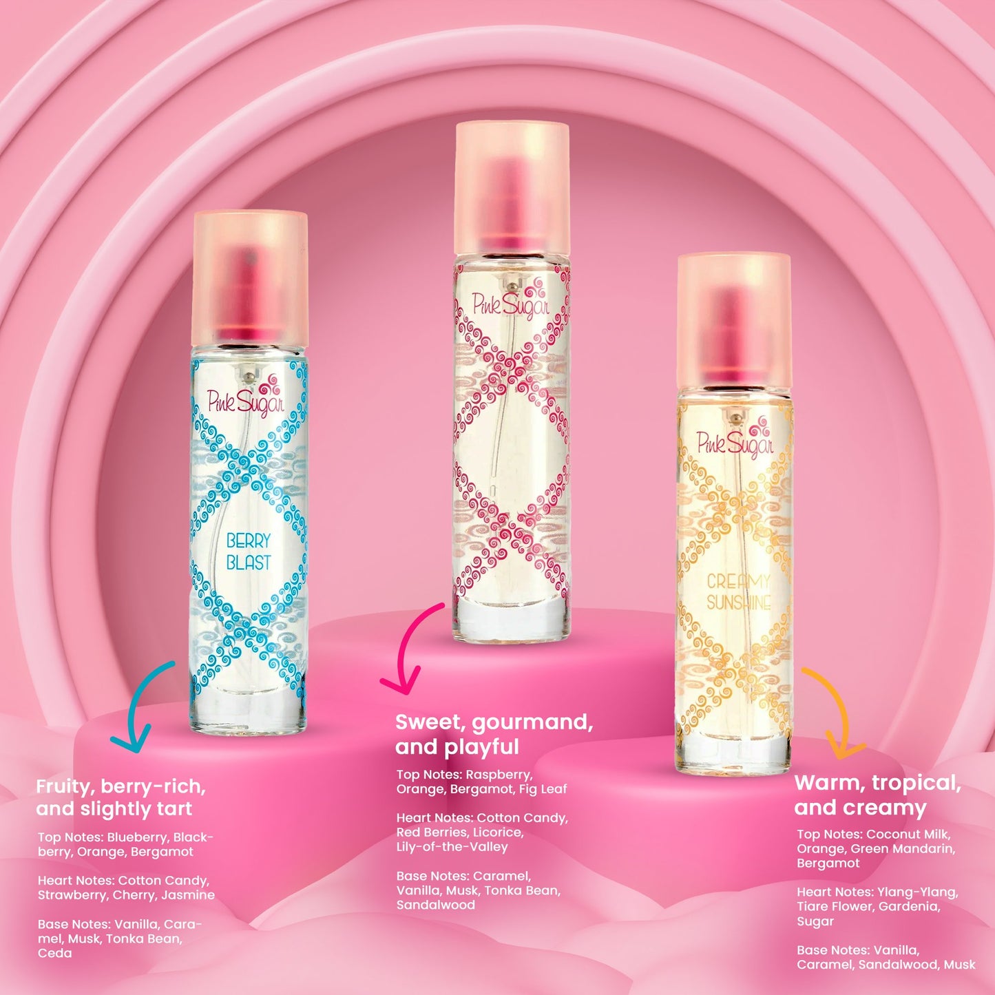 Pink Sugar Perfume Gift Set for Women, Assorted 3 Pieces 30mL