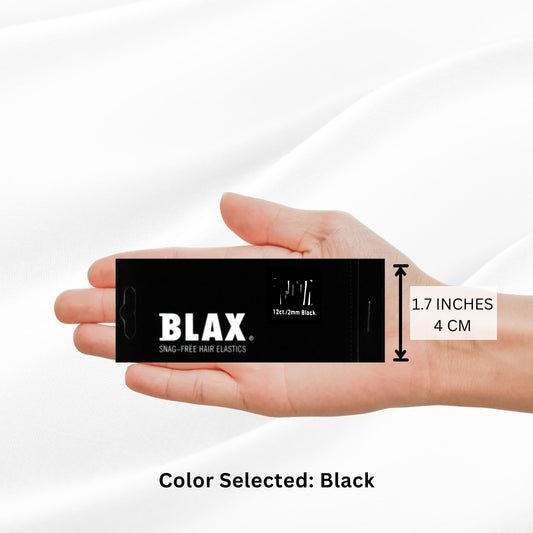 Blax Black Elastic Hair Ties - Snag-Free, Seamless, No-Damage Bands, 2mm 12 Count (2 Pack)
